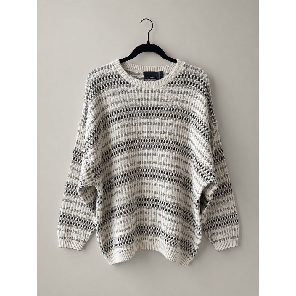 Vintage Bill Blass Oversized Neutral Sweater | Size XL | 100% Cotton